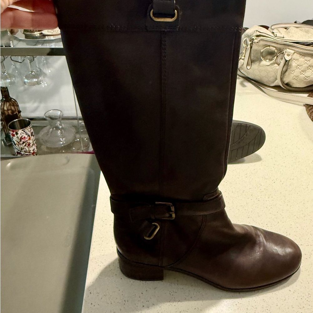 Elegant Brown Leather Knee-High Boots